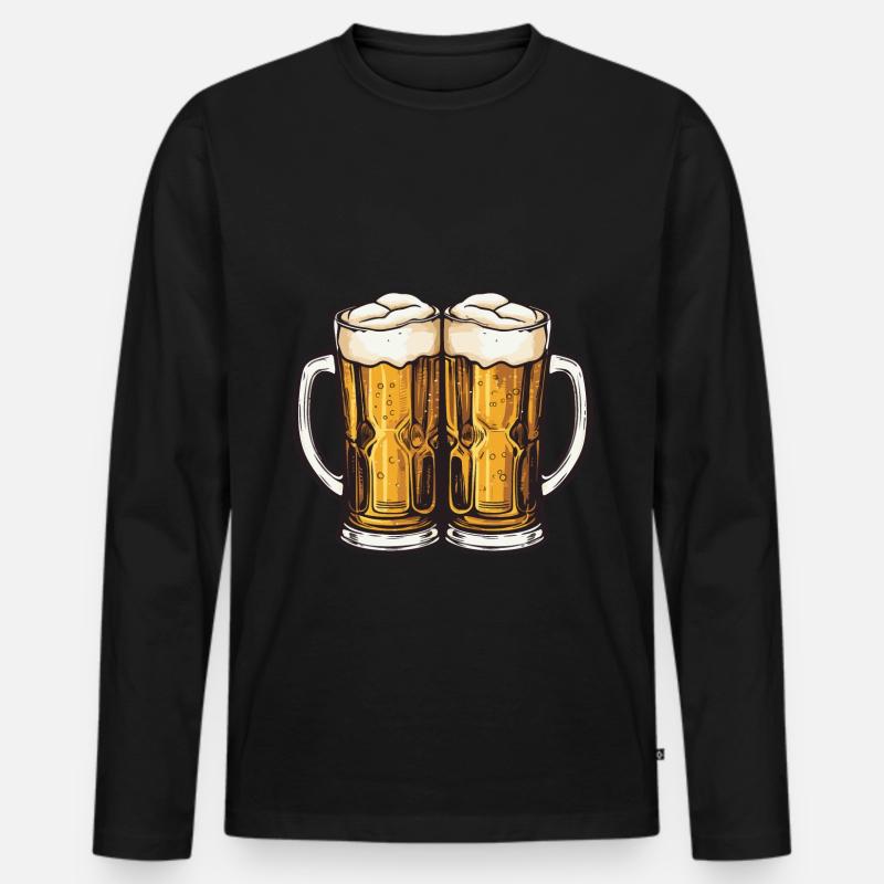 Bierkrug Bier Anstoßen - Männer Premium Bio Langarmshirt - Schwarz