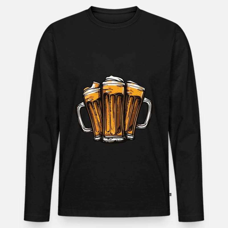 Bier Team Biergläser - Männer Premium Bio Langarmshirt - Schwarz