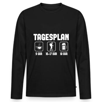 Tagesplan - (W) - Männer Premium Bio Langarmshirt - Schwarz - Vorne - Nico (187cm)