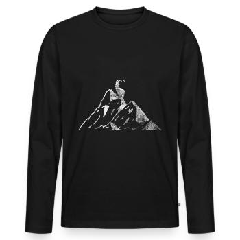 Goat - Mountain - (5) - Men's Premium Organic Long Sleeve Shirt - black - Front - Nico (187cm)