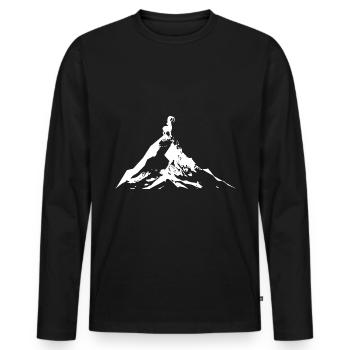 Ziege - Berg - (6) - Männer Premium Bio Langarmshirt - Schwarz - Vorne - Nico (187cm)