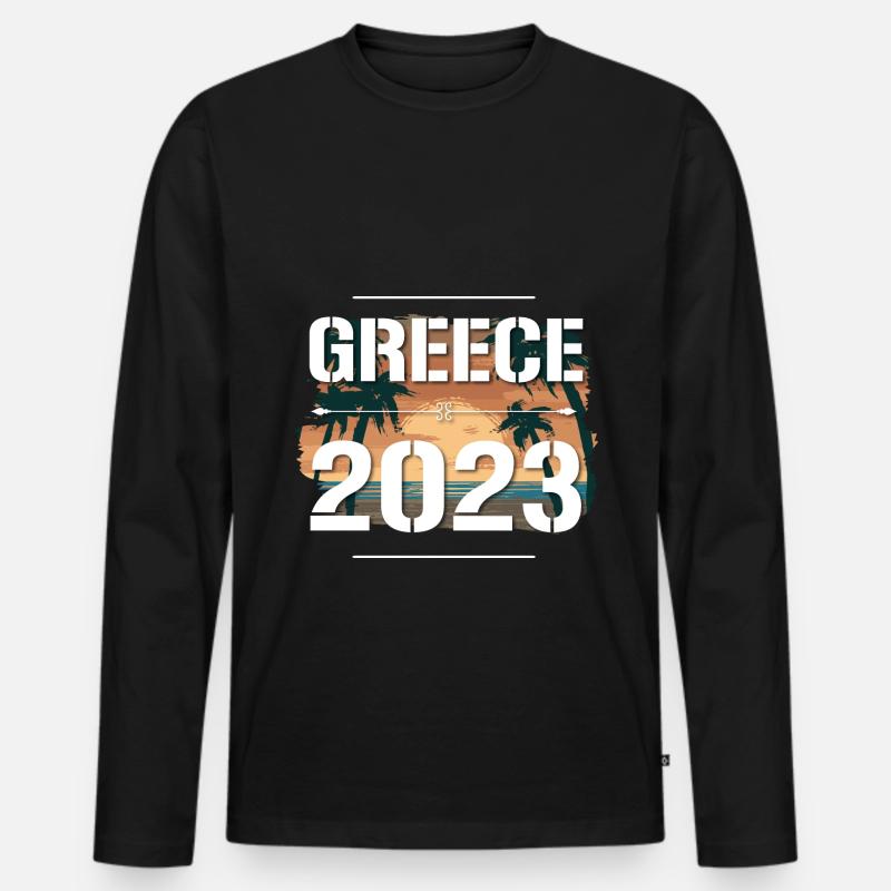 Greece 2023 - Männer Premium Bio Langarmshirt - Schwarz