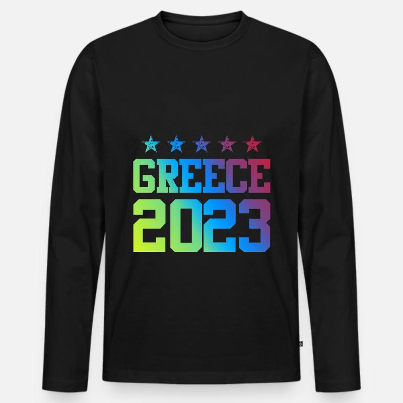 Greece 2023 - Männer Premium Bio Langarmshirt - Schwarz