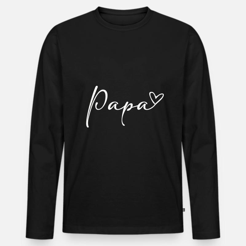 Papa Papi Dad Daddy Herz Liebe Geschenk Verkündung - Männer Premium Bio Langarmshirt - Schwarz