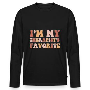 Sarcastic Therapy Saying Humor Therapist - Men's Premium Organic Long Sleeve Shirt - black - Front - Nico (187cm)