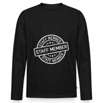 Membre du personnel - T-shirt manches longues Premium bio Homme - noir - Devant - Nico (187cm)