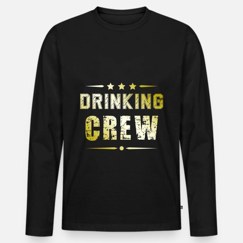 Drinking Crew - Männer Premium Bio Langarmshirt - Schwarz