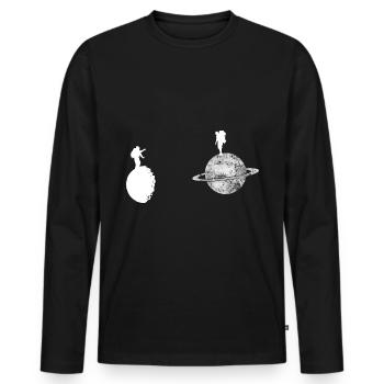 Planet - Wanderer - (2) - Men's Premium Organic Long Sleeve Shirt - black - Front - Nico (187cm)