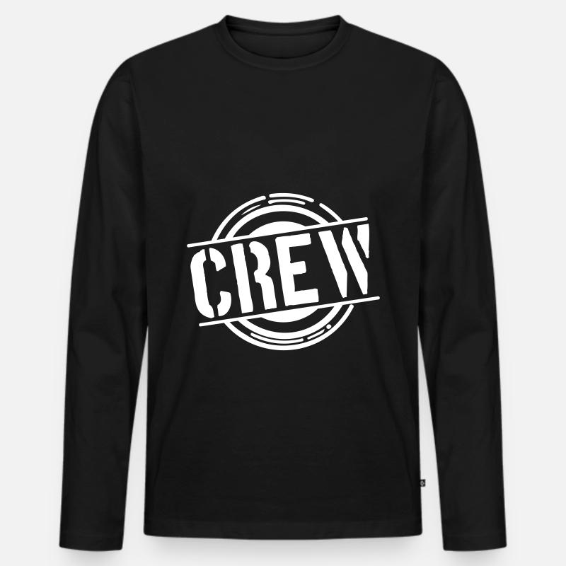 Crew Stempel - Männer Premium Bio Langarmshirt - Schwarz