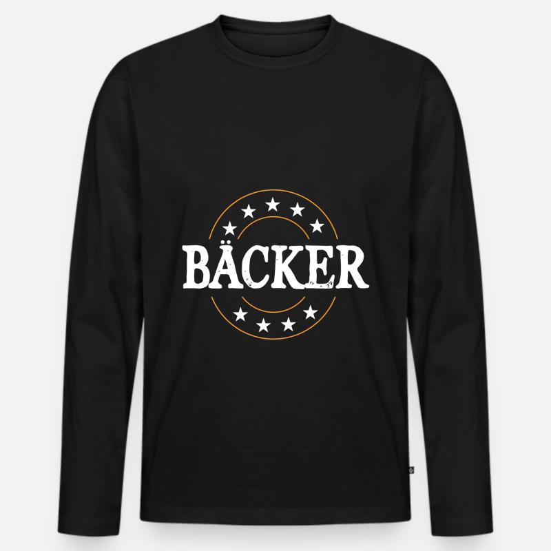 Bäcker Beruf - Männer Premium Bio Langarmshirt - Schwarz