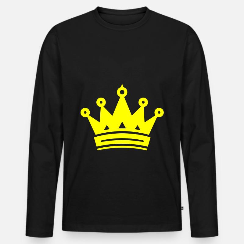 Krone Symbol - Männer Premium Bio Langarmshirt - Schwarz