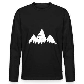 Tree - Mountain - (3) - Men's Premium Organic Long Sleeve Shirt - black - Front - Nico (187cm)