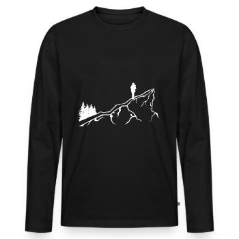 Mountain - Hiking - (22) - Men's Premium Organic Long Sleeve Shirt - black - Front - Nico (187cm)