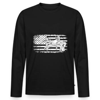 Bench Press USA Flag - - T-shirt manches longues Premium bio Homme - noir - Devant - Nico (187cm)