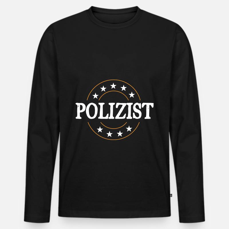 Polizist Beruf - Männer Premium Bio Langarmshirt - Schwarz