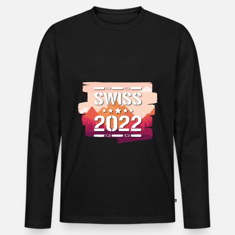 Swiss 2022 - Männer Premium Bio Langarmshirt - Schwarz