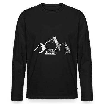 Mountain - Camping Van - (7) - Men's Premium Organic Long Sleeve Shirt - black - Front - Nico (187cm)
