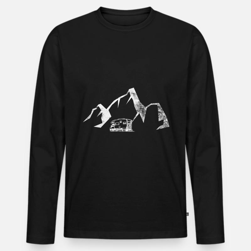 Berg - Camping Van - (7) - Männer Premium Bio Langarmshirt - Schwarz