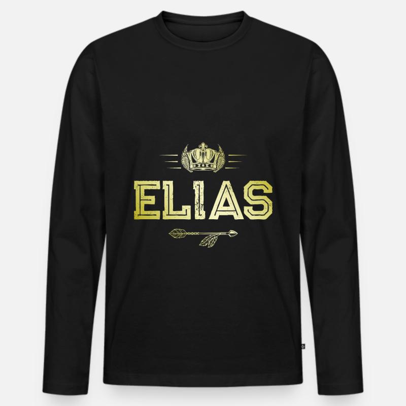 Elias - Männer Premium Bio Langarmshirt - Schwarz