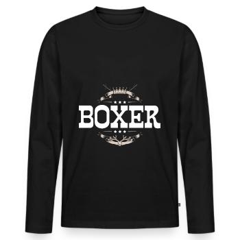 Boxer Boxen Sport - Männer Premium Bio Langarmshirt - Schwarz - Vorne - Nico (187cm)