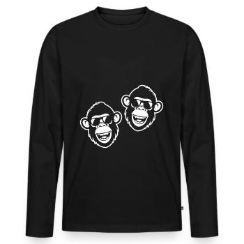 Affen Lustig Cool - Männer Premium Bio Langarmshirt - Schwarz - Vorne - Nico (187cm)
