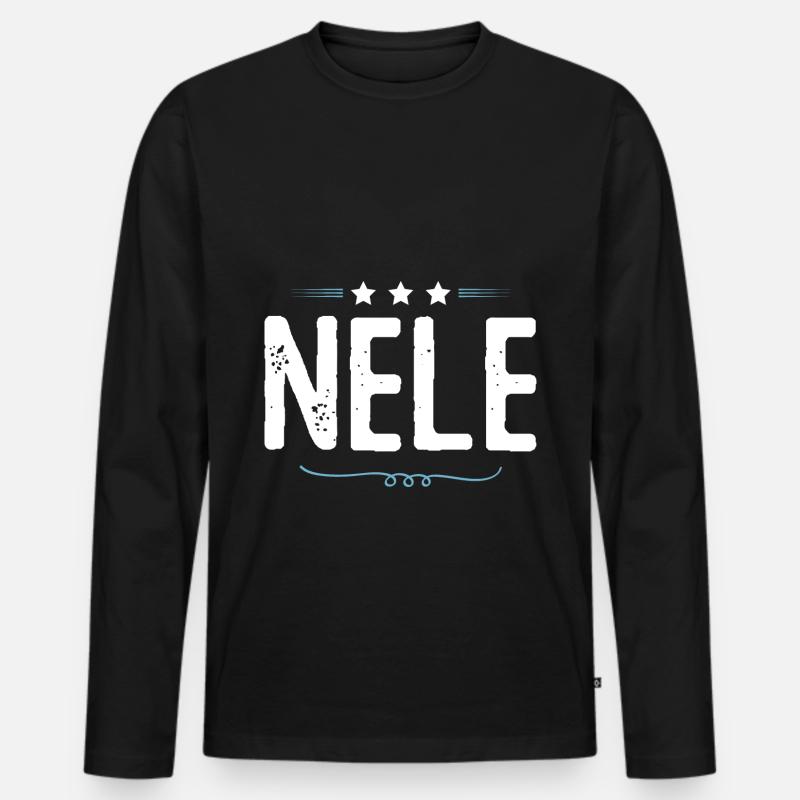 Nele - Männer Premium Bio Langarmshirt - Schwarz