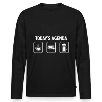 Agenda du jour - Bière - Camping Van - - T-shirt manches longues Premium bio Homme - noir - Devant - Nico (187cm)