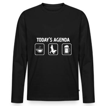 Heutige Tagesordnung - Bier - Frau mit Hund - - Männer Premium Bio Langarmshirt - Schwarz - Vorne - Nico (187cm)