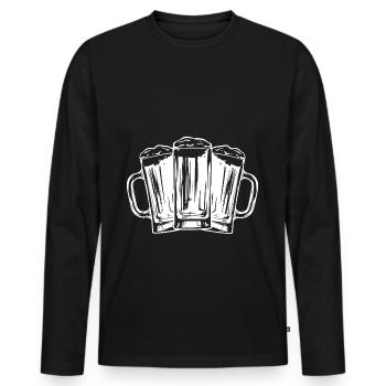 Beer Cheers Party Beer Glasses - Men's Premium Organic Long Sleeve Shirt - black - Front - Nico (187cm)