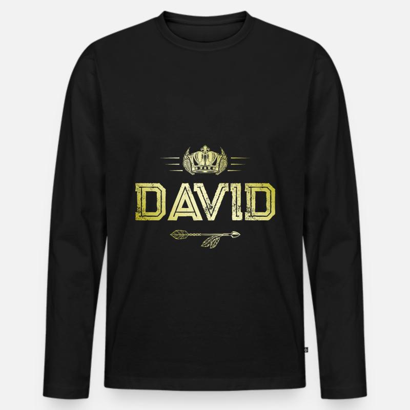 David - Männer Premium Bio Langarmshirt - Schwarz
