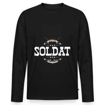 Soldat Beruf - Männer Premium Bio Langarmshirt - Schwarz - Vorne - Nico (187cm)