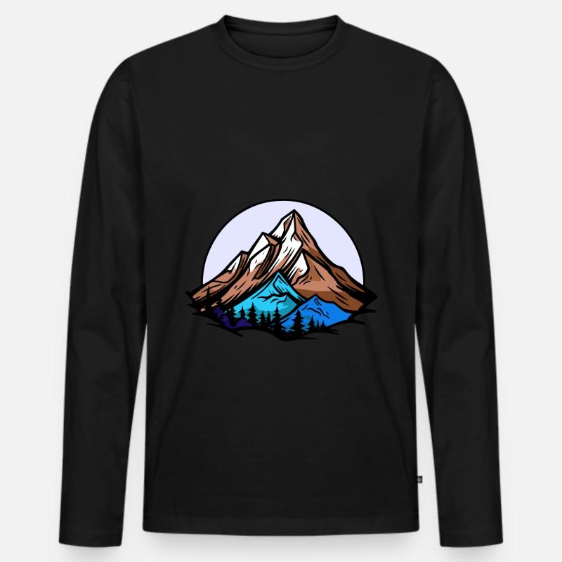 Alpen Berge Symbol - Männer Premium Bio Langarmshirt - Schwarz