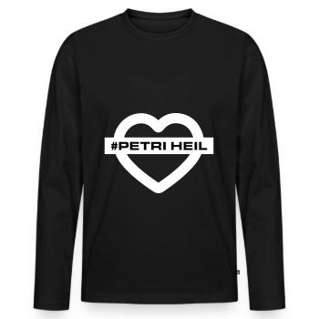 Petri Heil Herz Fischen - Männer Premium Bio Langarmshirt - Schwarz - Vorne - Nico (187cm)