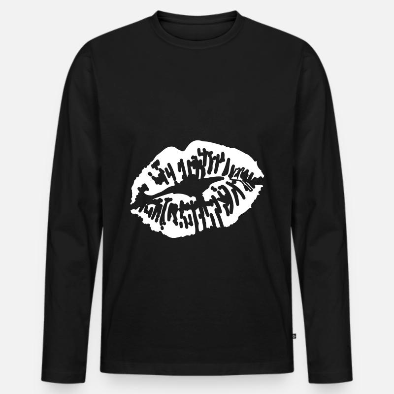 Lippen - Männer Premium Bio Langarmshirt - Schwarz