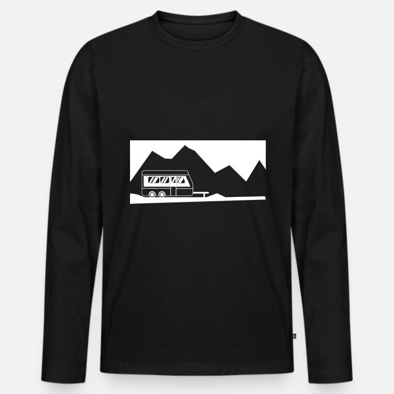 Berg - Camping Wohnwagen - (10) - Männer Premium Bio Langarmshirt - Schwarz