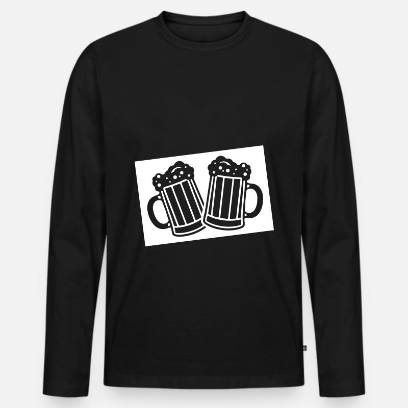 Bier Symbol Saufen Bierglas - Männer Premium Bio Langarmshirt - Schwarz