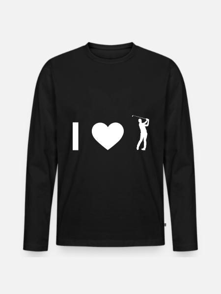 I heart and golf - - Men's Premium Organic Long Sleeve Shirt - black