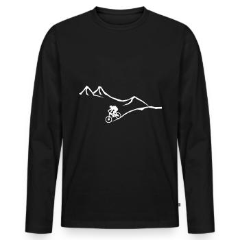 Montagne - Ligne sinueuse - Cyclisme - (4) - T-shirt manches longues Premium bio Homme - noir - Devant - Nico (187cm)