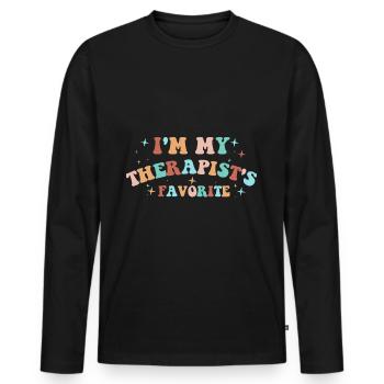 Sarcastic Therapy Saying Humor Therapist - Men's Premium Organic Long Sleeve Shirt - black - Front - Nico (187cm)