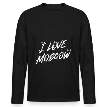 J’aime Moscou - T-shirt manches longues Premium bio Homme - noir - Devant - Nico (187cm)