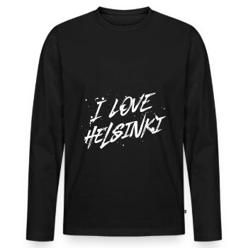 J’aime Helsinki - T-shirt manches longues Premium bio Homme - noir - Devant - Nico (187cm)