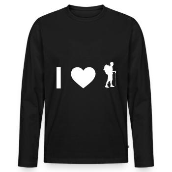 I coeur et randonnée - - T-shirt manches longues Premium bio Homme - noir - Devant - Nico (187cm)