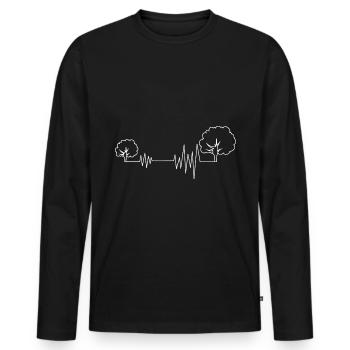 Herzschlag - Bäume - (2) - Männer Premium Bio Langarmshirt - Schwarz - Vorne - Nico (187cm)