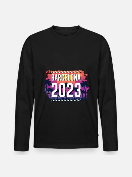 Barcelona 2023 - Männer Premium Bio Langarmshirt - Schwarz