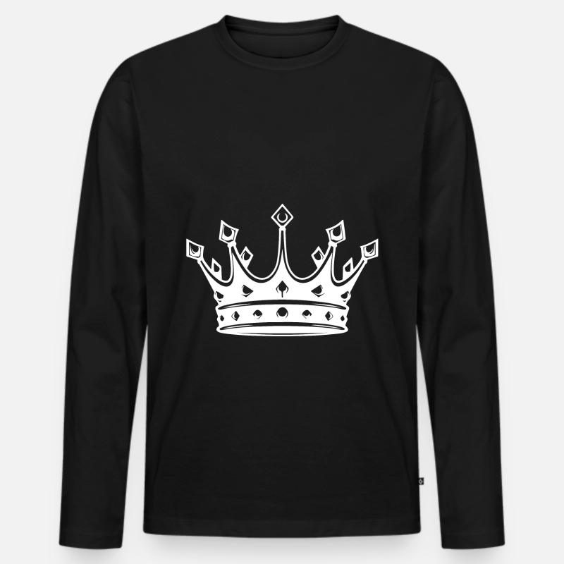 Krone Royal Crown - Männer Premium Bio Langarmshirt - Schwarz
