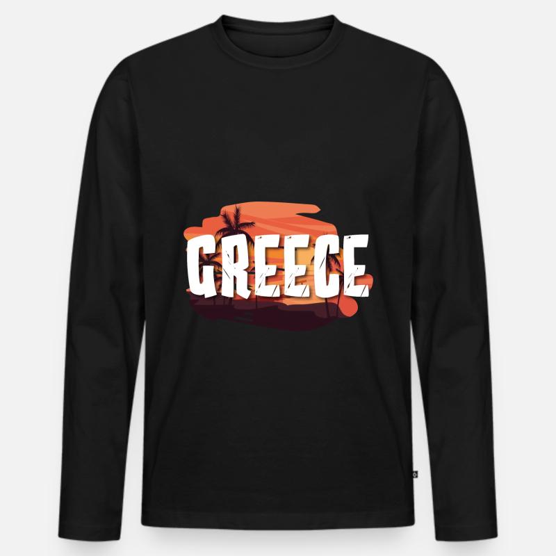 Greece - Männer Premium Bio Langarmshirt - Schwarz