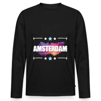 Amsterdam - Men's Premium Organic Long Sleeve Shirt - black - Front - Nico (187cm)