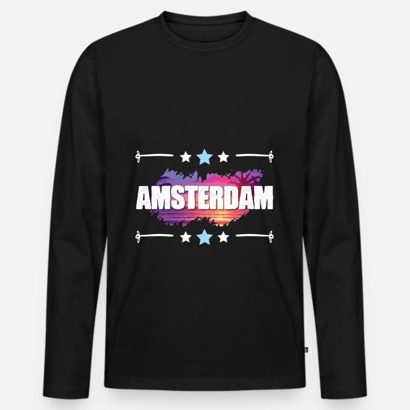 Amsterdam - Männer Premium Bio Langarmshirt - Schwarz