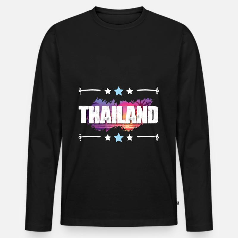 Thailand - Männer Premium Bio Langarmshirt - Schwarz
