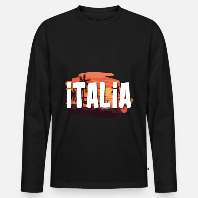 Italia - Männer Premium Bio Langarmshirt - Schwarz